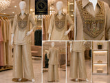 Exclusive Designer Premium Champagne Gold Shade Crush Silk Cord Set for women -GARI001CSCS