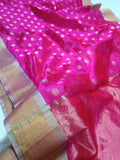 Navami , Pink Chanderi Pattu silk hand border designer pallu with running blouse -CHANDERI001PSC