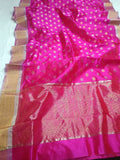 Navami , Pink Chanderi Pattu silk hand border designer pallu with running blouse -CHANDERI001PSC