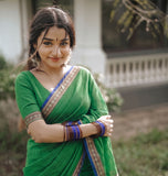 Shraddha ,Green Narayan Peth Pure Cotton Saree for women - SRI001NPS