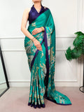 Kalamkari print satin silk saree for women -MISS001SSB