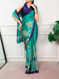Kalamkari print satin silk saree for women -MISS001SSB