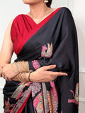 Kalamkari print satin silk saree for women -MISS001SSA