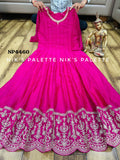Premium Pink Vichitra silk Anarkali Gown with Swarovski and dupatta detailed &nbsp;with zari sequins&nbsp; work -RIMP001PK