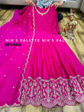 Premium Pink Vichitra silk Anarkali Gown with Swarovski and dupatta detailed &nbsp;with zari sequins&nbsp; work -RIMP001PK