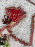 Dimple , Celebrity style designer White and Red Fancy saree collection for women -SLC001RWS