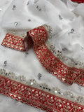 Dimple , Celebrity style designer White and Red Fancy saree collection for women -SLC001RWS