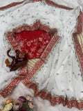 Dimple , Celebrity style designer White and Red Fancy saree collection for women -SLC001RWS
