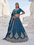 Blue Shade Twilight Bloom Intricate Handwork Designed Scalloped Lehenga Choli with Dupatta - SSS001BL