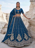 Blue Shade Twilight Bloom Intricate Handwork Designed Scalloped Lehenga Choli with Dupatta - SSS001BL