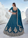 Blue Shade Twilight Bloom Intricate Handwork Designed Scalloped Lehenga Choli with Dupatta - SSS001BL