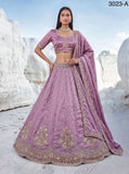 Onion Pink Twilight Bloom Intricate Handwork Designed Scalloped Lehenga Choli with Dupatta - SSS001OP