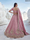 Plush Pink Twilight Bloom Intricate Handwork Designed Scalloped Lehenga Choli with Dupatta - SSS001BP