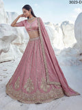 Plush Pink Twilight Bloom Intricate Handwork Designed Scalloped Lehenga Choli with Dupatta - SSS001BP