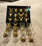 Twelve Zodiac , Liquor Wine Shot Glass Set in Gold Finish -PAL001ZG