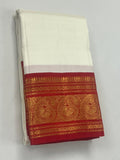 Suhaga , Classic Red and White combination Kanchipuram Handloom Silk Saree for women -SACH001RW