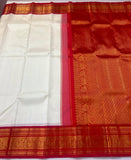 Suhaga , Classic Red and White combination Kanchipuram Handloom Silk Saree for women -SACH001RW
