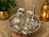 Beautiful Premium stone work Pooja thali set with velvet gift box-AKSH001PTS