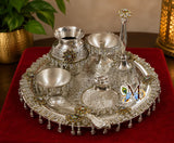 Beautiful Premium stone work Pooja thali set with velvet gift box-AKSH001PTS