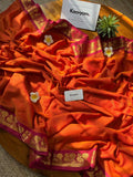 Raagini , Elegant Orange Shade  Mul Cotton Saree with Blouse Piece for women -SANTI001O