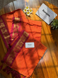 Raagini , Elegant Orange Shade  Mul Cotton Saree with Blouse Piece for women -SANTI001O