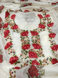 Rose Beauty , Pure Mal Chanderi With Red Rose Resham Work on Neck and Laces on Ghera -AFREE001RW