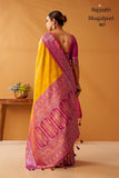 Pink and Yellow combination Modal Fancy Cotton Saree with Pochampalli Borders and Pallu -OEK001PY