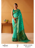 Beautiful Green shade Modal Fancy Cotton Saree with Pochampalli Borders and Pallu -OEK001GR