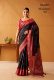 Black and Red Combination  Modal Fancy Cotton Saree with Pochampalli Borders and Pallu -OEK001BR