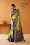 Parrot Green Shade Modal Fancy Cotton Saree with Pochampalli Borders and Pallu -OEK001PG