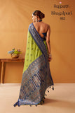 Parrot Green Shade Modal Fancy Cotton Saree with Pochampalli Borders and Pallu -OEK001PG