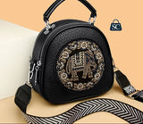 Black Elephant Design Small Sling Bag for women -SC001BE