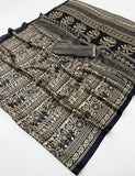 Black Designer Modal Satin Printed Saree for women -GARI001MS
