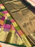 Sindu Bairavi , kanjivaram Silk Chekered Saree for women -SACH001KC