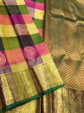 Sindu Bairavi , kanjivaram Silk Chekered Saree for women -SACH001KC