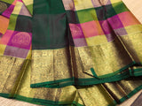 Sindu Bairavi , kanjivaram Silk Chekered Saree for women -SACH001KC