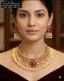 Sushmitha , Matte Gold Finish Pearl Choker Necklace Set for women -LUCKY001CNR