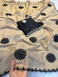 SURYAMUKHI , Rich Pure Rangoli Silk Fabric alpha with Embroidery And Sequins work All Over Saree Cut Work Border-PAN001CW