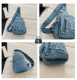 Denim Love , Light Blue Beautiful Denim Backpack for Girls-SC001DBA