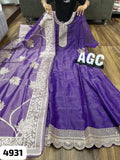 Premium heavy quality tissue shimmer gown detailed with zari embroidery with dupatta -FOF001VD