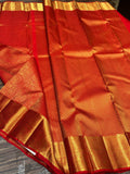 Kashvi , Red Bridal Kanjeevaram Brocade Silk Saree for women -SACH001RS