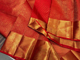 Kashvi , Red Bridal Kanjeevaram Brocade Silk Saree for women -SACH001RS