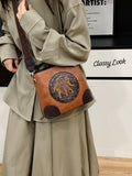 Tan Brown Premium Classy Leather Look Elephant Design  Broad Belt Sling Bag for women -GUP001TBR