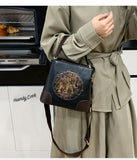 Black Premium Classy Leather Look Elephant Design  Broad Belt Sling Bag for women -GUP001TBL