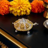 Silver & Gold Plated Tortoise in meena work with Ashtalakshami Engraved and Shree Meru Yantra -HRH001SGT