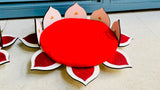 Set of 3 , Different Size Red Lotus Singasans for Laddu Gopal JI - BRIJ001RL