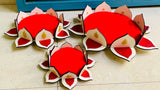 Set of 3 , Different Size Red Lotus Singasans for Laddu Gopal JI - BRIJ001RL