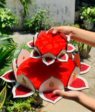 Set of 3 , Different Size Red Lotus Singasans for Laddu Gopal JI - BRIJ001RL