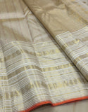 Jayabarathi , Pure Kanchipuram Silk Hand Woven 2G Pure Zari Tissue hand weaving butta rich pallu with blouse -SACH001GTS