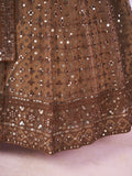 Golden Lady , Elegant Brown Net Lehenga Set for women -SSS001GL
